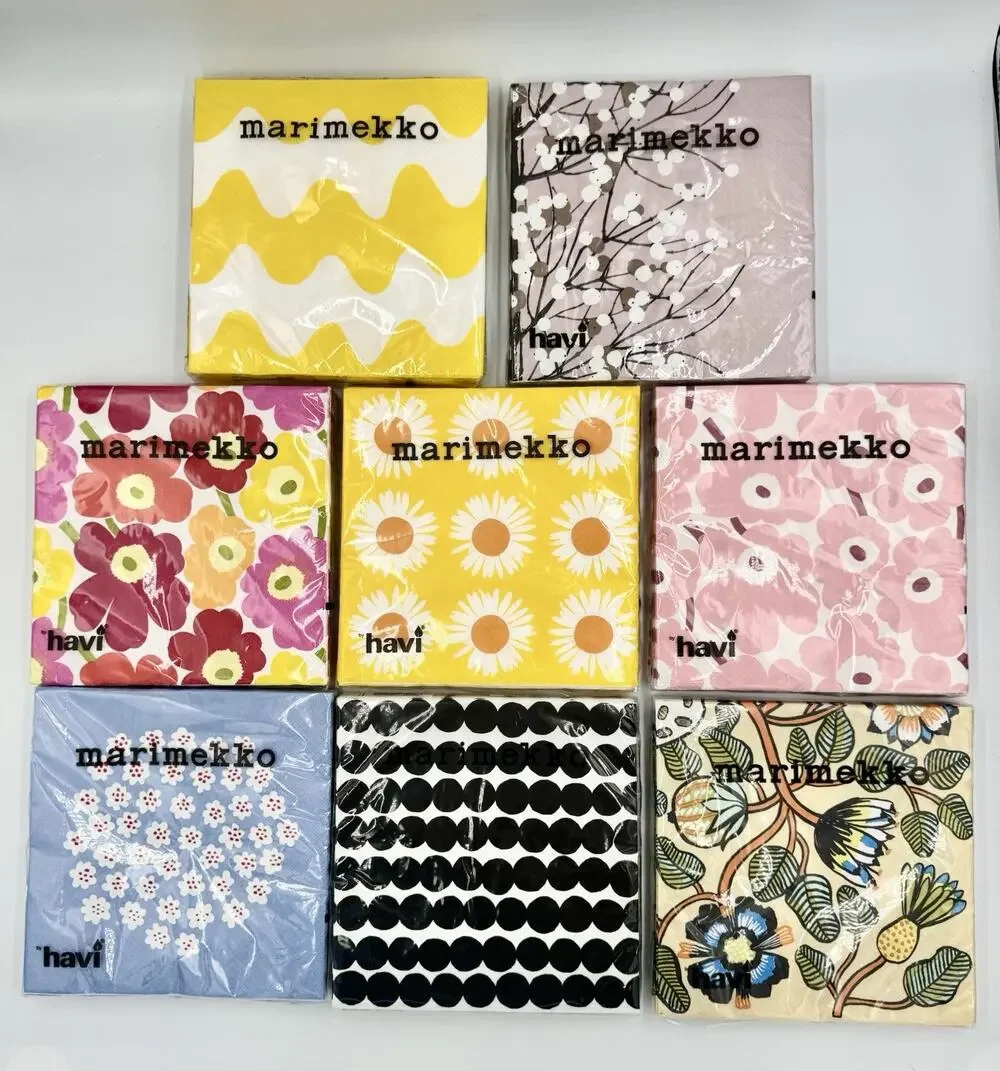 Marimekko Lot of 8 20ct Paper Napkin Packs Unikko Puketti Lokki Räsymatto New